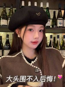 Elegant Bow Tie Beret Hat Large Head Size Winter Fashionable Cap for Youth And Couples Street Wear No Brim round Top Hat