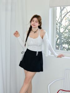 Black Hollow out Knitted Cardigan High Waist Slimming Skirt Set plus Size Womens Fashion Spring Commute Style Korean Version