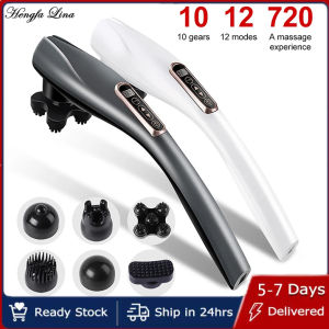 Hengfa Lina Handheld Electric Back Massager Cordless Handheld Back Massager Heat Deep Kneading Tissue for Full Body Pain Relief