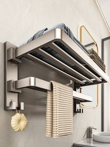 No-drill Bathroom Storage Rack Integrated Towel and Bathrobe Hanger