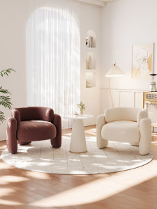 Luxurious Creamy Lamb Velvet Single Sofa Chair Beauty Salon Homestay Reception Relaxing Hug Chair Internet Famous Design Model