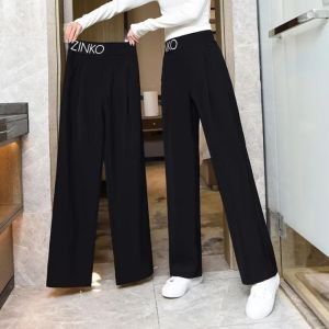 Women Pank Wide-leg Pants Women Nine-point Casual Pants Are Loose and Slim Fat Sister High-waisted Straight Pants
