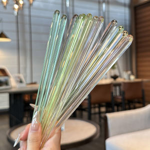 Rainbow Crystal Series Anti-slip Transparent Dinnerware Chopsticks Dishwasher Safe Bug Design Alloy Material 23cm Universal Use