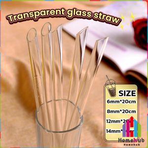Homehub Clear Glass Straw Resistant Transparent Glass Straw 20cm Length