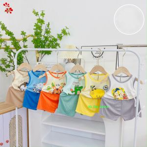 Bộ ba lỗ bé trai/gái chất vải thun lạnh họa tiết dễ thương thoáng mát 6-17kg