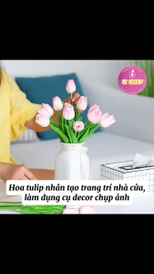 Hoa Tulip nhân tạo ST GROUP nhẹ bền cao cấp nhiều màu sắc chất liệu an toàn dùng chụp ảnh decor nhà cửa trang trí lọ hoa phụ kiện quà tặng