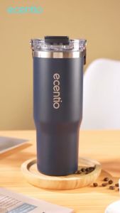 ECENTIO Blue Tumbler Minum Double Layer Stainless 900ml Premium Botol Air Aesthetic Besar
