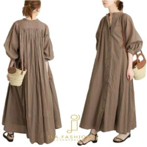 Dress Maxy Polos Linen Premium Jumbo Panjang. Ansara Maxi Dres Korean Style Kekinian Hijab Style