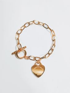 Non Tarnish 18K Stainless Gold Hearted Chain Bracelet