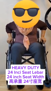 Heavy Duty 24-Inch Bariatric Wheelchair with Extra Wide Seat and Flip-Up Armrest - MDA Approved -24 inch 61cm Seat Width