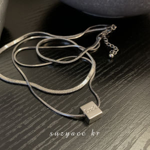 Suzyacc Kr Double Layer Snake Bone Necklace Womens Simple Stylish Fashion Jewelry Alloy Plated Silver Gold Fresh out New Model