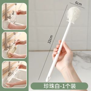 Silicone Bottle Brush Cup Cleaner Long Handle Foldable Head No Dead Angle Multi-Function Cleaning Brush for Baby Feeding Bottles