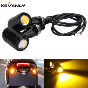 KEVANLY | 2PCS Led Motorcycle Signal Light Eagle Eye LED License Plate Lights Yellow Warning Taillight Motorbike Brake Lamp Moto Accessori