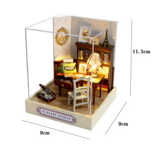 Christmas DIY Miniature Wooden Dollhouse Kit LED Light Santa Village 3D Model Building Handmade Craft Decor Xmas Present for Adu