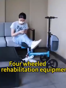 Knee Walker Scooter Foldable 4-Wheel with Handke for Foot Injury Fracture Recovery Mobility Aid