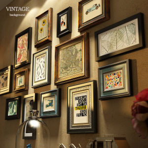 American Style Solid Wood Photo Wall Frame No Drilling Required Modern European Style Wall Hanging Picture Frame Living Room Decor