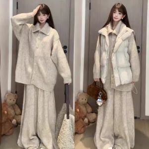 LIRUSHAN | Elegant Stylish Cozy Knitted Outfit Set For Autumn Winter