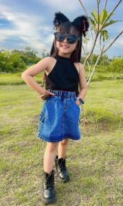 Rok jeans cargo anak 4-7thn