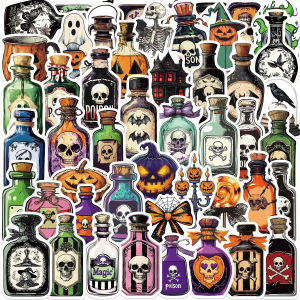 50pcs Gothic Halloween Potion Bottle Decorative Stickers DIY Notebook Guitar Skateboard Waterproof Cool Sticker Toy