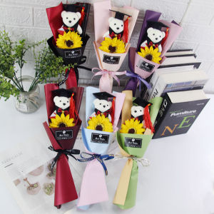 Cross-Border Graduation Season Childrens Day Kindergarten Graduation Ceremony Doctor Bear Doll DIY Sunflower Bouquet