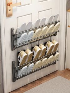 Foldable Wall-Mounted Shoe Rack Bathroom Slipper Storage Organizer No-Drilling Door Back Space Saver Nordic Style ABS Material