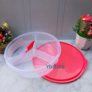Kotak Makan Bekal Clio Lunch Box Oyama Bulat 3 Sekat + Sendok Wadah Penyimpanan Makanan Besar Warna Random