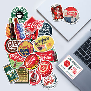 Waterproof Vintage Cola Bottle Stickers 50 Pcs Luggage Phone Case Laptop Tablet Non-Adhesive Creative Graffiti PVC Stickers