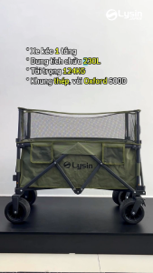 Xe Kéo Chở Đồ Dã Ngoại Gấp Gọn 230L Khung Thép Vải Oxford 600D Chịu Tải 124Kg Có Khóa Bánh Xe Tay Cầm Công Thái Học
