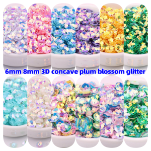 10g/Pack 6mm 8mm Concave Plum Flower Sequins Christmas Decoration Crafts Paillettes DIY Ornament Sewing Lentejuelas Accessories