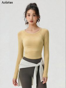 aziztas | Yoga Fitness T-Shirt Long Sleeve Tight Short Style