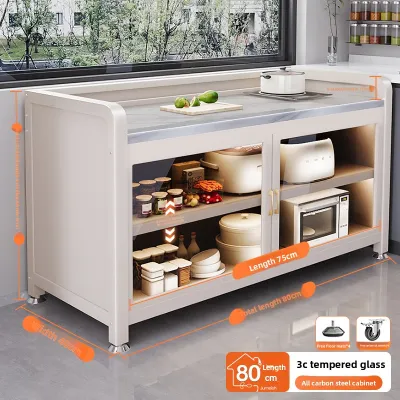 Jumeis | Granite Kitchen Cabinet Cutting Board Worktop Storage Cabinet Mobile Island