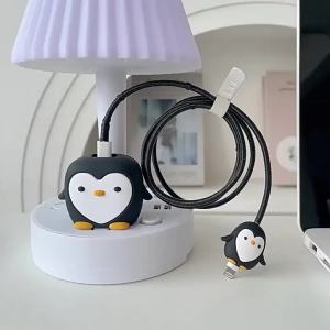 Cute Cartoon Animal Charger Protector Case 18W 20W USB Cable Winder Cover Fast Charging Organizer for iPhone 17 16 15 14 Pro Max