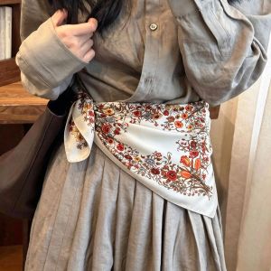 XUANXUAN | Vintage Floral Print Decorative Silk Scarf