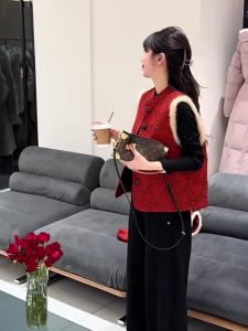 Chinese Style Red Jacket Vest for Petite Women