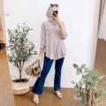 Atasan Wanita Salur Bahan Rayon Premium/Blouse wanita Terbaru/kemeja rayon Premium / Kemeja Rayon Oversized / Kemeja katun rayon / Kemeja Kantor / Blouse Wanita / Kemeja Murah/atasan wanita terbaru/ blouse wanita import/blus wanita. 