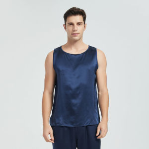 ผู้ชาย Mulberry Silk Tank Top สําหรับฤดูร้อน Cool สบายเสื้อผ้าชุดชั้นในสไตล์พื้นฐานสีทึบขนาดใหญ่