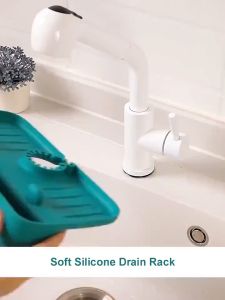 INLIFESilicone Faucet Mat For Kitchen Sink Splash Drain Pad/ Faucet Splash Catcher Countertop Protector For Bathroom Soap Drainer Tray