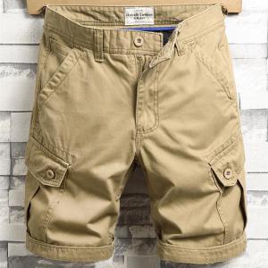 Summer Sport Mens Slim Fit Five-Quarter Short Shorts Washed Workwear Multi-Pocket Shorts Outdoor Wear Mid-Pants Four-Quarter Pants