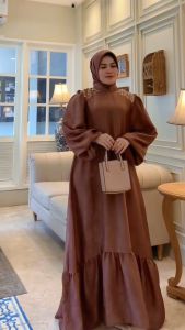 K-FASHION Gamis Set Hijab Terbaru Kekinian Baju Wanita Lebaran Model BaruViral Outfit Modern Simple Elegan Dubaiy