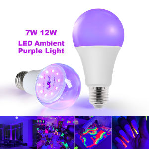 Black Light Bulbs 7W 12W LED UV Blacklight 395-400nm Blacklight Glow in The Dark Body Paint Fluorescent Poster Neon Glow Lamp