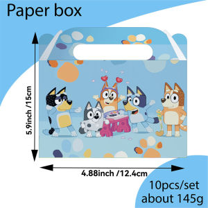 10Pcs Bluey and Family Figures Set Box Kids Party Treat Boxes Candy Gift Bags Party Favors for Bluey Theme Party Decorati