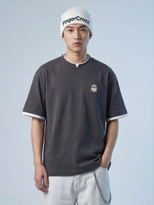 FINGERCROXX | American Style False Two-Piece T-Shirt Cotton