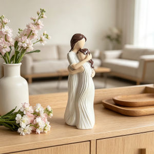 Mother Daughter Figurine Resin Statue Family Love Sculpture Modern Home Decor Ornament Mom Gift Living Room Table Decoration