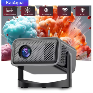 KaiAqua 650ANSI HT23 4K Native Portable Projector 1080P Auto Focus Keystone Correction Android 11 BT5.2 WIFI6 360° Home Cinema