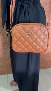 TAS SELEMPANG WANITA 2IN1 HANDBAG POUCH KULIT BAHAN TEBAL BAGUS MOTIF KOTAK KECIL