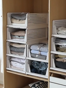 Foldable Stackable Storage Box Shelf | Modular Clothes Organizer | Wardrobe & Cabinet Storage Basket