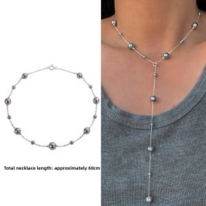 CAFFTI | Long Elegant Pearl Starry Sky Sterling Silver Necklace