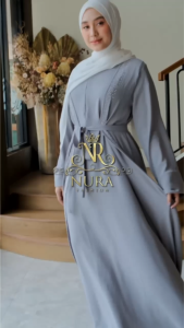 Kanza Abaya Terbaru Lebaran 2025 2in1 Remaja Elegan – Set Dress & Outer Crinkle Aplikasi Swarovski