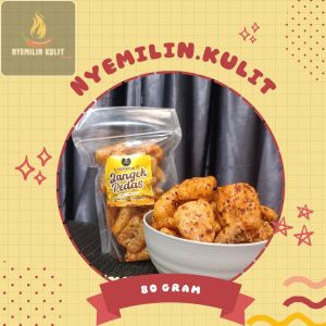 kerupuk jangek pedas/kerupuk kulit sapi 80gram (plastik)