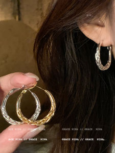 Fashionable Metal Hoop Earrings Women Simple Circle Lightweight Luxury High-End Sensation Super Beautiful Ear Jewelry New 2025